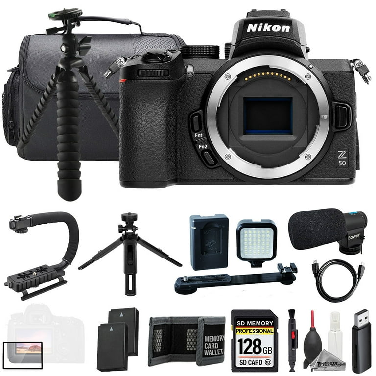 Nikon Z50 (Body) + Mic + 128GB + Extra Battery+ LED Flash