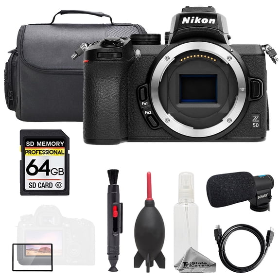 Nikon Z50 (Body) + Mic + 64GB + Bag+ Screen Protector- Basic Kit (International Version)