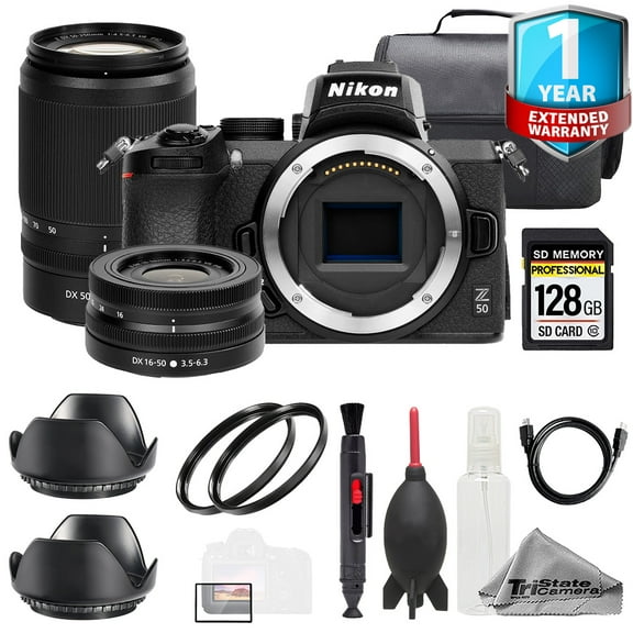 Nikon Z50 II + 16-50mm & 50-250mm VR Lenses + 128GB +  1 Yr Warranty- Basic Kit (International Version)