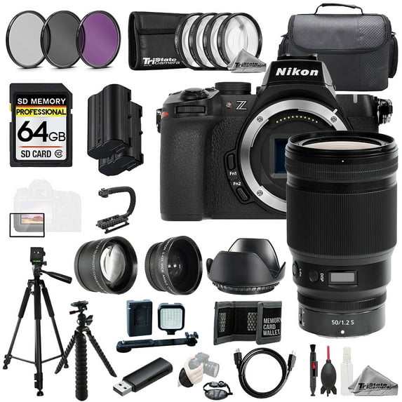 Nikon Z50 II + Z 50mm f/1.2 S Lens+64GB+Ext Bat+9 PC Filter-MEGA Kit (International Version)