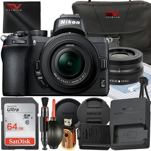 Nikon Z50 Mirrorless Camera + SanDisk 64GB Memory Card + Highspeed Card Reader + SV Premium Accessory Bundle
