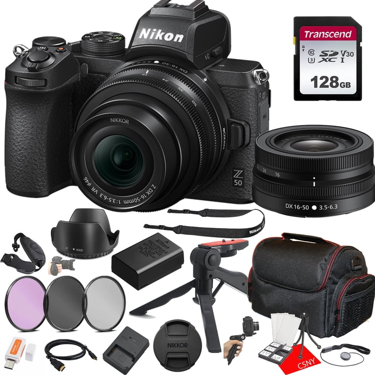 Nikon Z50 Camera Kit: 16-50mm Lens, 128GB Memory, Case