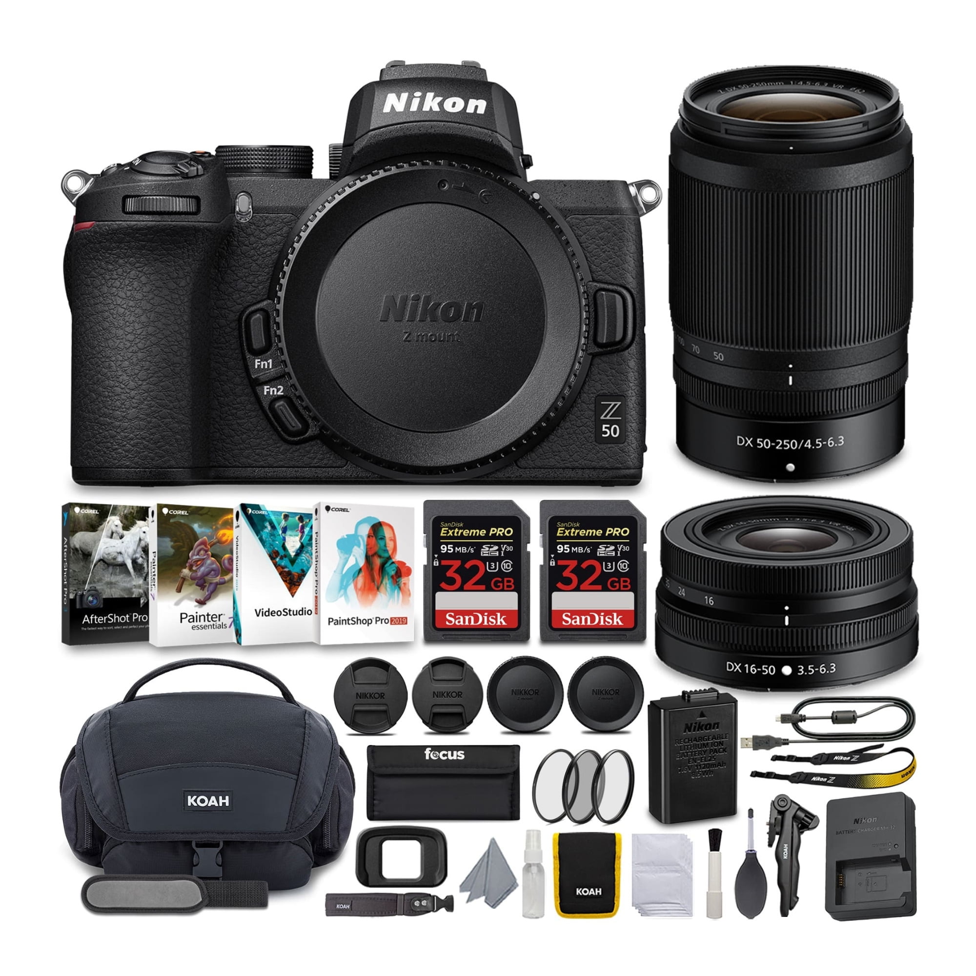 Nikon Z30 Mirrorless Camera Body 4K UHD DX-Format 2 Lens Kit NIKKOR Z DX  16-50mm F/3.5-6.3 VR + Z DX 50-250mm F/4.5-6.3 VR Bundle+ + Microphone +  Monopod + 124GB Card & Accessories 