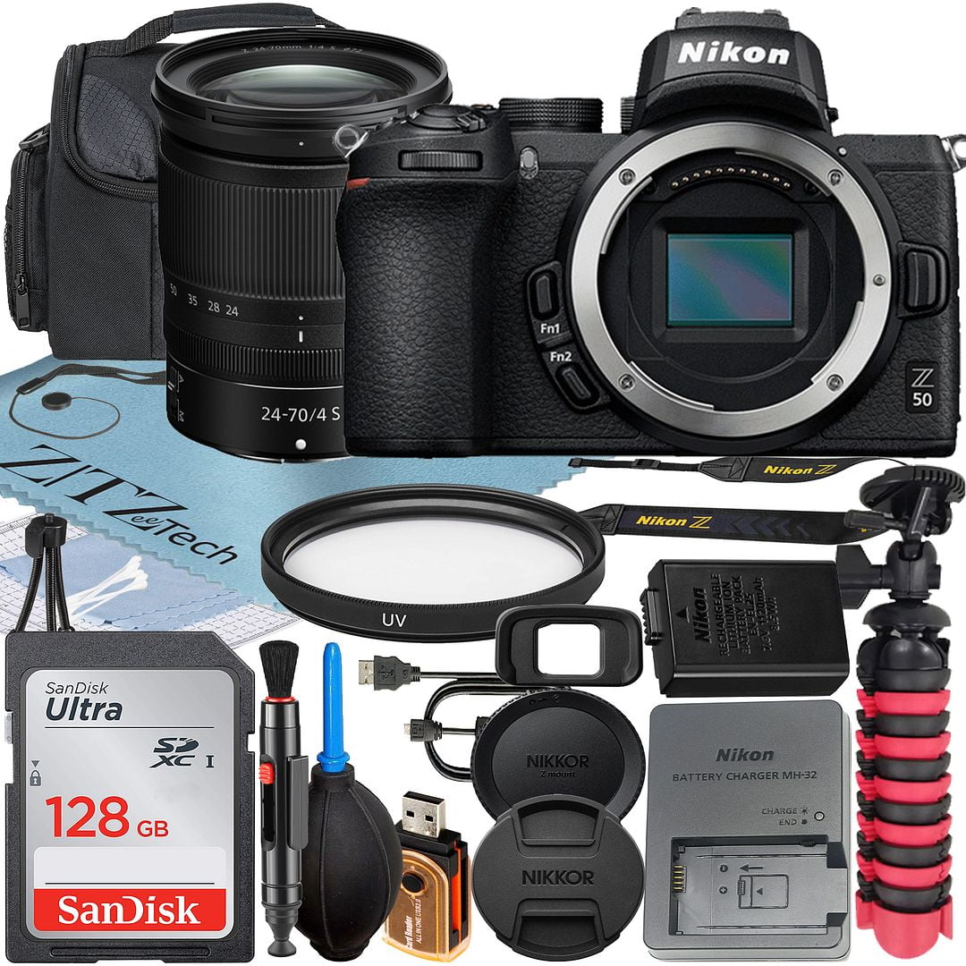 Nikon Z50 Mirrorless Camera with NIKKOR Z 2470mm f/4 S Lens + SanDisk