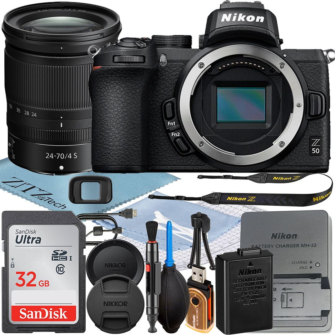 Nikon Z50 Mirrorless Camera with NIKKOR Z 2470mm f/4 S Lens + SanDisk