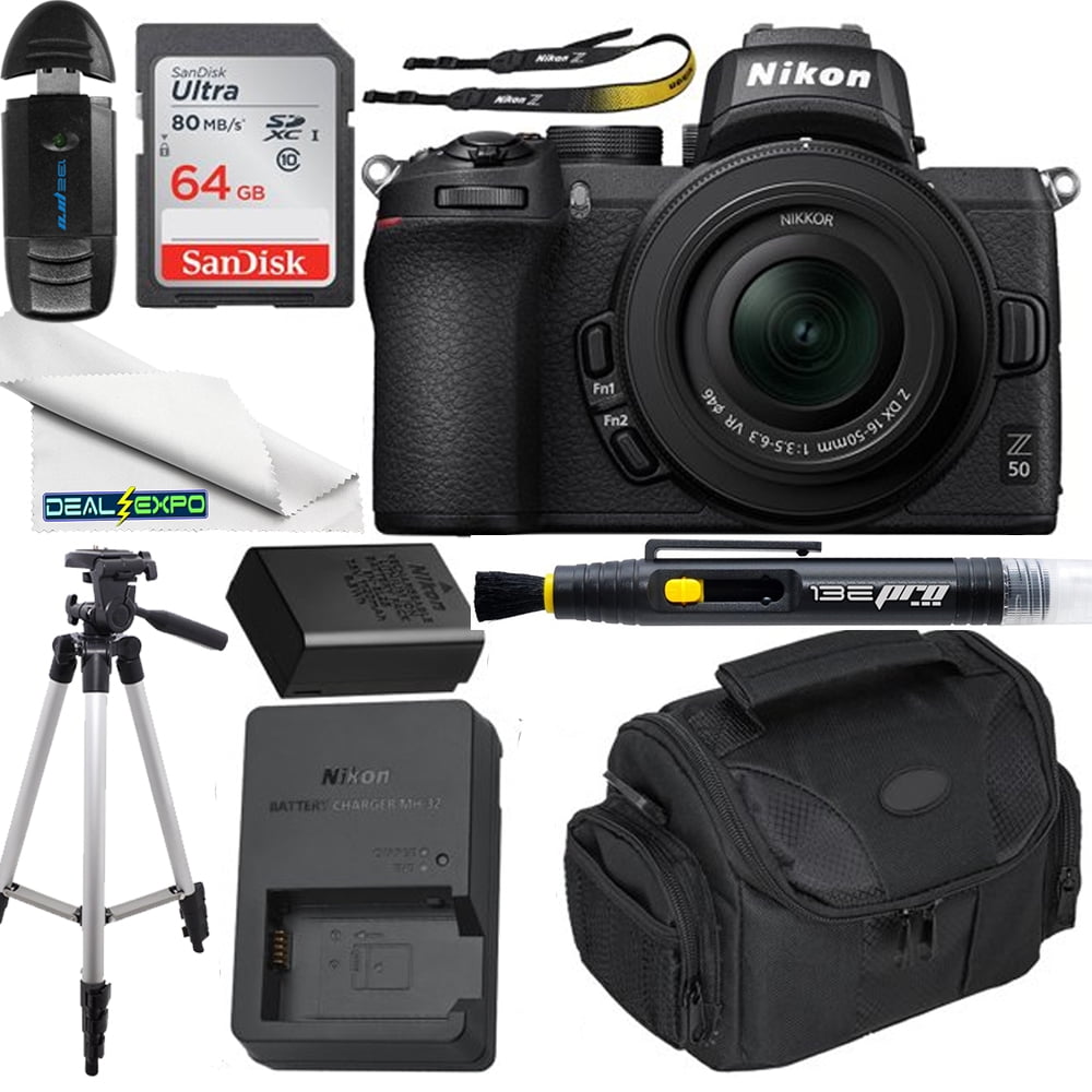 Nikon Z50 Mirrorless Digital Camera with 16-50mm Lens & Must-Have Starter YouTube Vlogging Bundle - Includes: SanDisk Ultra 64GB SDXC Memory Card +Expo-Accessories