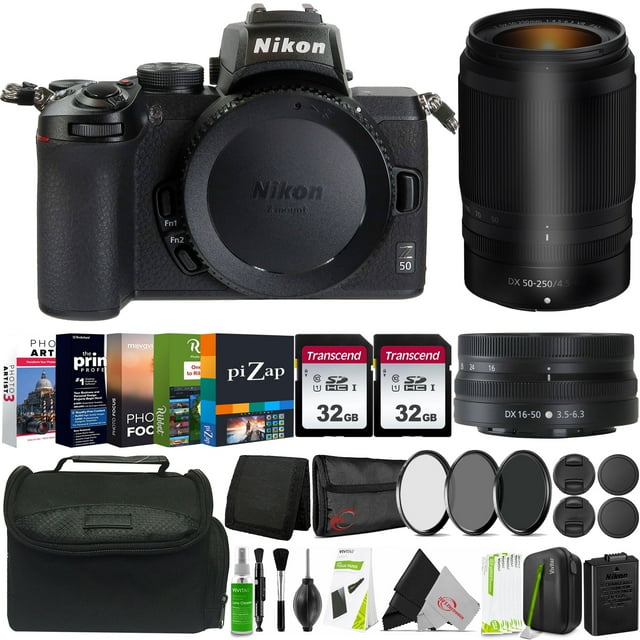 Nikon Z50 Mirrorless Digital Camera + Nikon 1650mm VR + 50250mm VR
