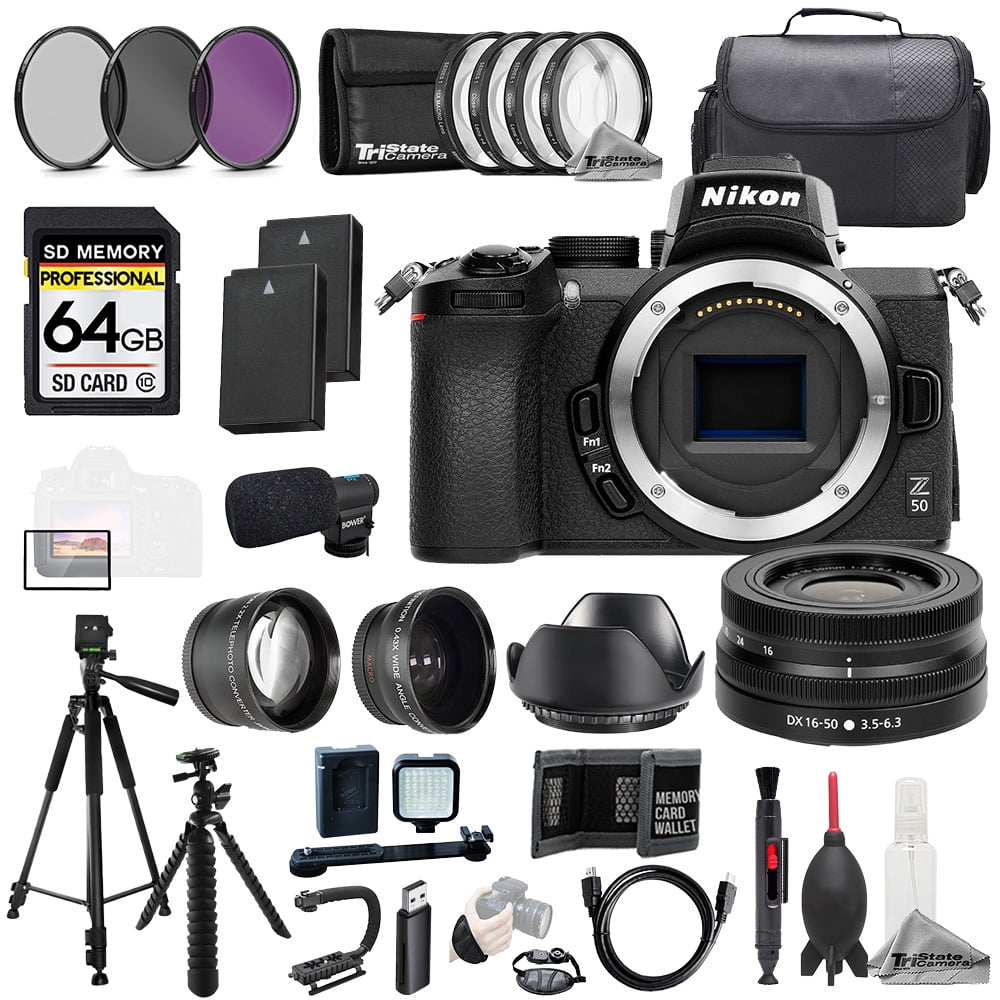 Nikon Z50 + Z DX 16-50mm f/3.5-6.3 VR Lens + Mic +64GB+ 9 PC