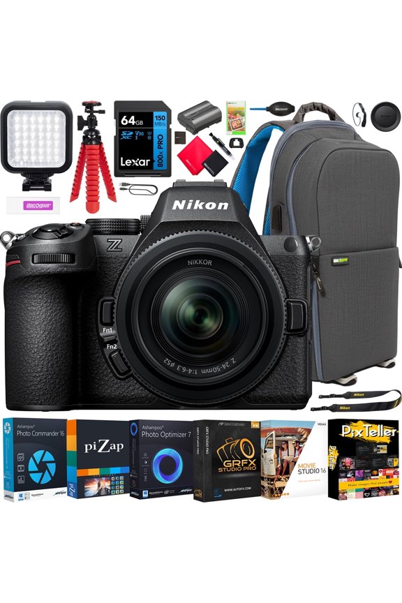 Z5II FX Full Frame Mirrorless Camera with NIKKOR Z 24-50mm Lens 2018 Bundle with Deco Gear Photography Kit| Pro-Level Photos & 4K Video | Advanced Hybrid AF, IBIS | USA Authorized Partner Model