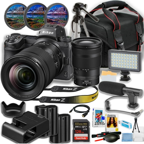 Nikon Z6 II Mirrorless Camera with 24-120mm f/4 Lens + Sandisk 128GB Extreme Memory Card + Directional Mic + 50 Inch Tripod + Camera Case + More (19pc Bundle) (Video Creator Kit Bundles)