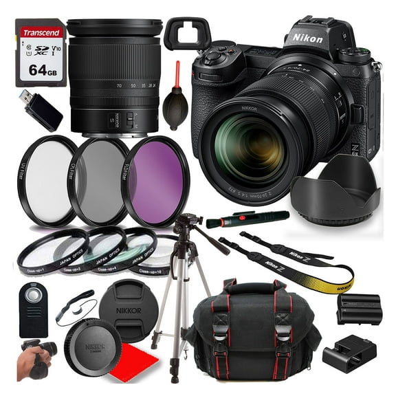 Nikon Z6 II Mirrorless Camera with 24-70mm f/4 Lens + Case + 64GB Memory(26pc)
