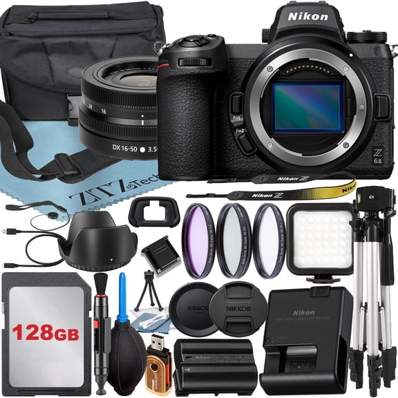 Nikon Z6 II Mirrorless Camera with NIKKOR Z DX 16-50mm VR Zoom Lens + 128GB Memory Card + Case + Tripod + ZeeTech Accessory Bundle (International Version)