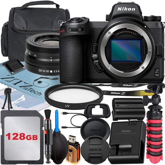 Nikon Z6 II Mirrorless Camera with NIKKOR Z DX 16-50mm VR Zoom Lens + 128GB Memory Card + Case + UV Filter + ZeeTech Accessory Bundle (International Version)