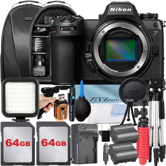 Nikon Z6 III Mirrorless Camera (Body Only) with 2 Pack 64GB Memory Card + Backpack + Tripod + ZeeTech Accessory Bundle (International Version)