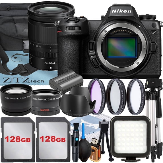 Nikon Z6 III Mirrorless Camera with NIKKOR Z 24-70mm Lens + 2 Pack 128GB SanDisk Memory Card + Case + + Tripod + Filter Kit + ZeeTech Accessory Bundle (International Version)