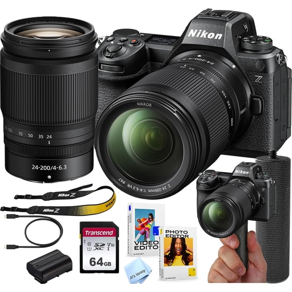 Nikon Z6 III Mirrorless Digital Camera, Z DX 24-200mm f/4-6.3 Lens | 24.5 MP | 4K UHD | EXPEED 7 Processor+ 64GB Memory + Stabilizing Grip + Software Pack + More (International Model)