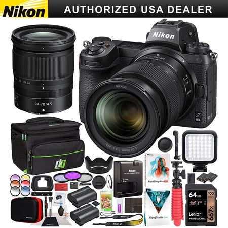 Nikon Z6II Mirrorless Camera Body + NIKKOR Z 24-70mm f/4 S Lens Kit 1663 FX-Format Full-Frame 4K UHD Bundle with Deco Gear Travel Bag Case + Extra Battery + LED + Filters| Official Nikon USA Dealer