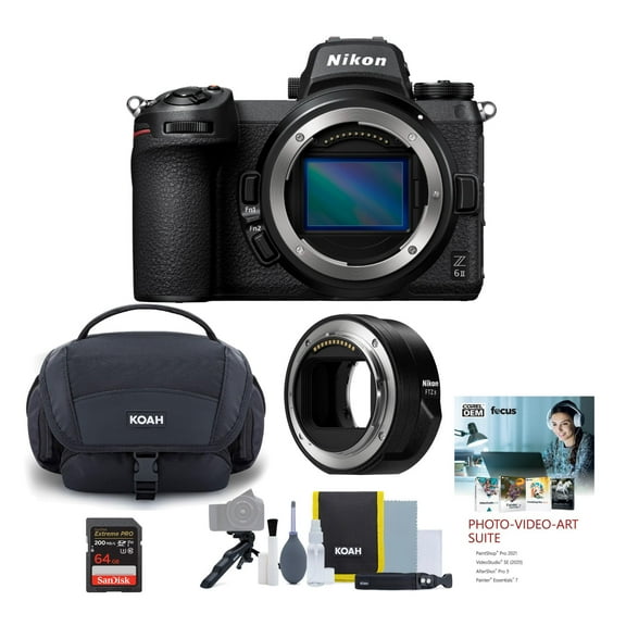 Nikon Z6II Mirrorless Camera Body with FTZ II Mount Adapter and Accessory Bundle