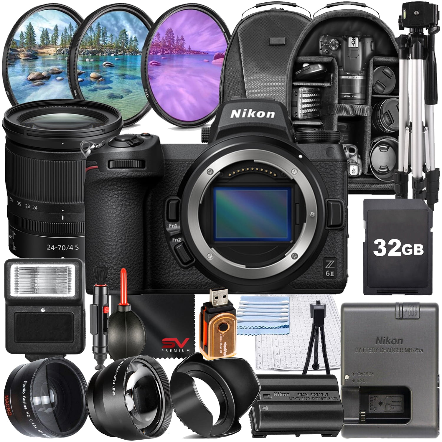 69680 Accessory Nikon Z6 Mark II Mirrorless Camera with 24-70mm Lens + 32GB Memory Card ...