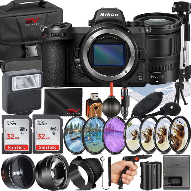 Nikon Z6ii Nikon Z6 Memory Nikon Z6 Mark II Mirrorless Camera With 24-70mm Lens 32GB Memory Card  Pistol Grip Tripod SV Premium Accessory Bundle (International Version) 