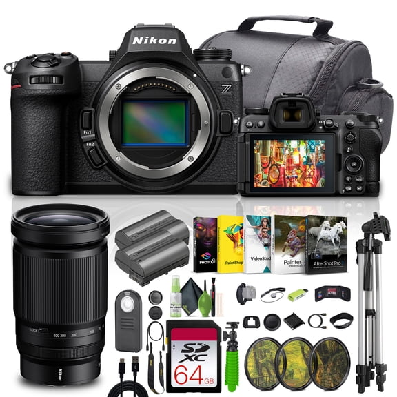 Nikon Z6III Mirrorless Camera (1890) Bundle Kit with NIKKOR Z 28-400mm f/4-8 VR Lens + 64GB UHS-II SDXC Memory Card + Cleaning Kit + Vlogging Tripod+ Camara Bag + Accessories