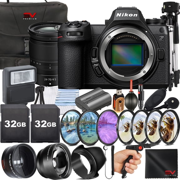 Nikon Z6 III Mirrorless Camera with 24-70mm Lens + SanDisk 32GB Memory Card + Pistol Grip Tripod + SV Premium Accessory Bundle (International Version)