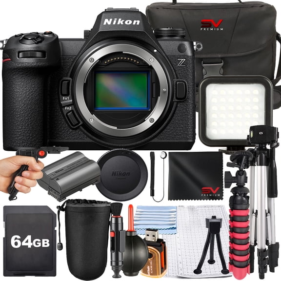 Nikon Z6III Mirrorless Camera (Body Only) + SanDisk 64GB Memory Card + Pistol Grip Tripod + SV Premium Accessory Bundle (International Version)