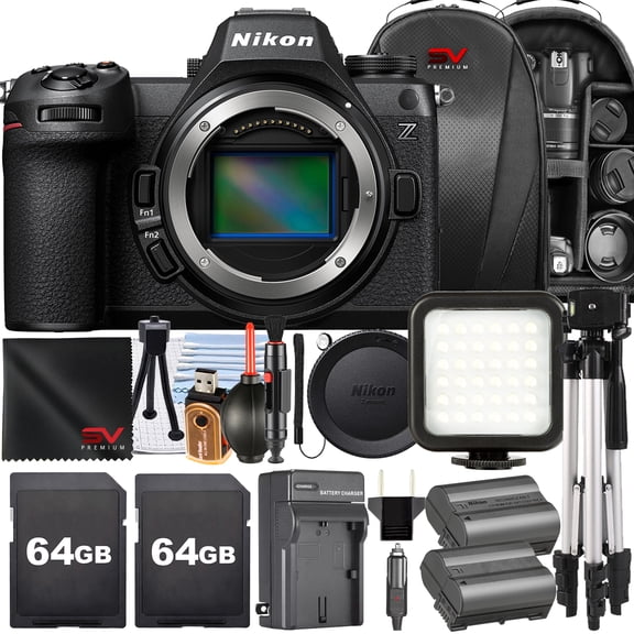 Nikon Z6 III Mirrorless Camera (Body Only) + 2 Pack SanDisk 64GB Memory Card + Pistol Grip Tripod + SV Premium Accessory Bundle