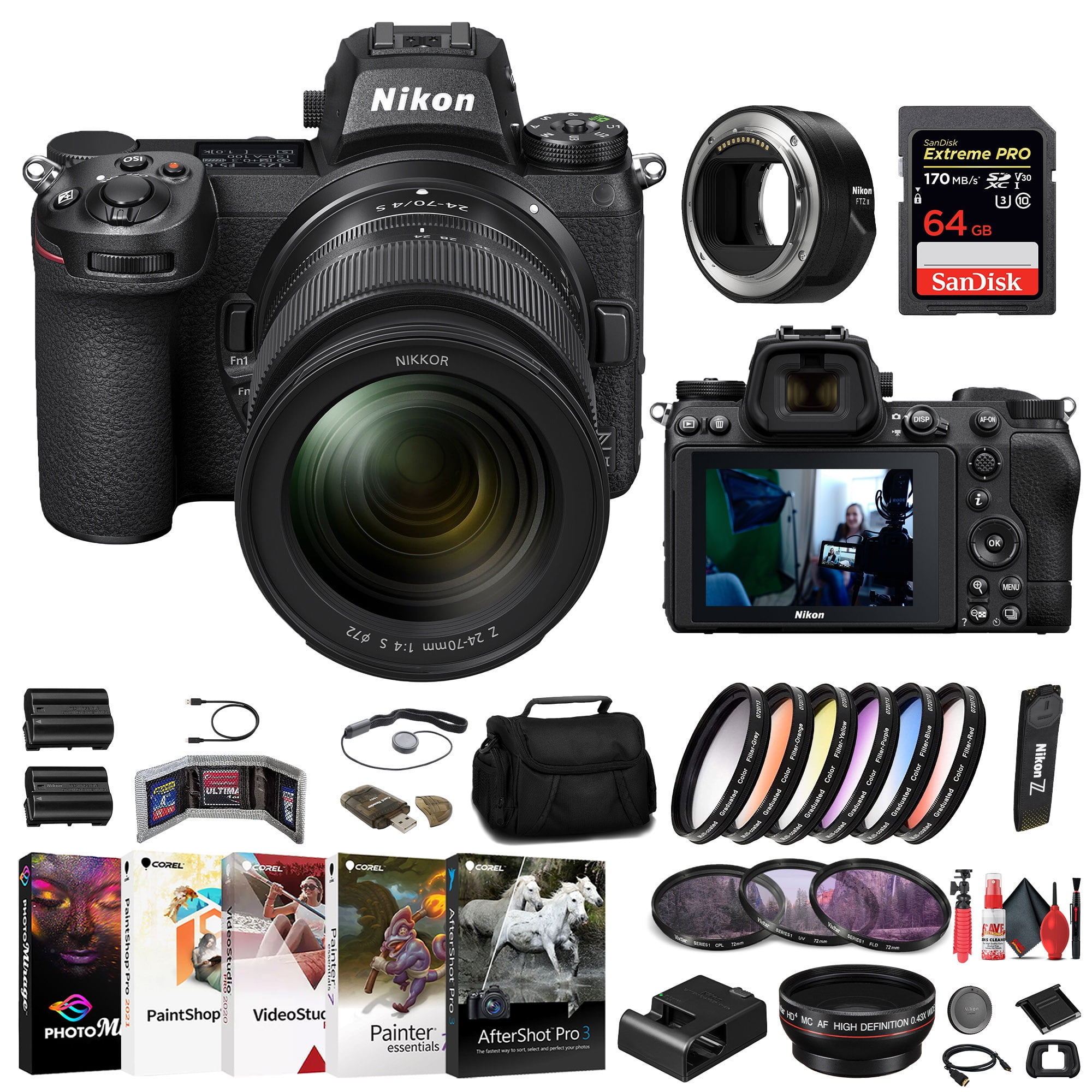 Nikon Z7 II Mirrorless Camera with 24-70mm F/4 Lens (1656) + FTZ