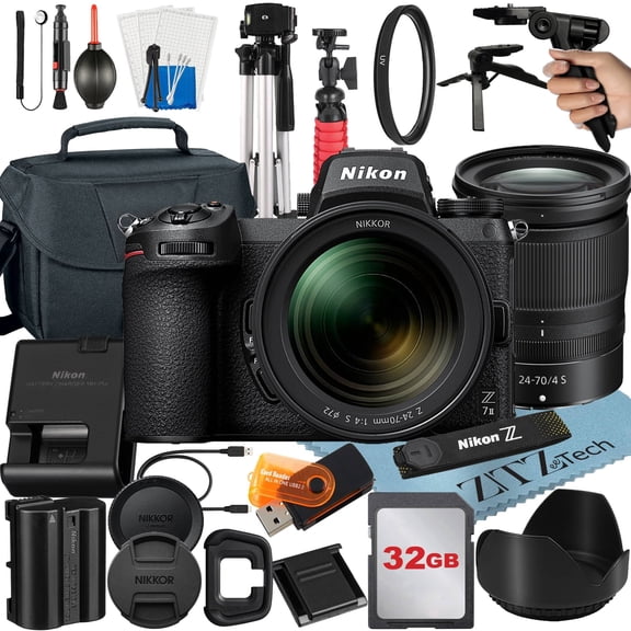 Nikon Z7 Mirrorless Camera Bundle with NIKKOR Z 24-70mm f/4 S Lens + 32GB Memory Card + Case + Tripod + ZeeTech Accessory (International Version)
