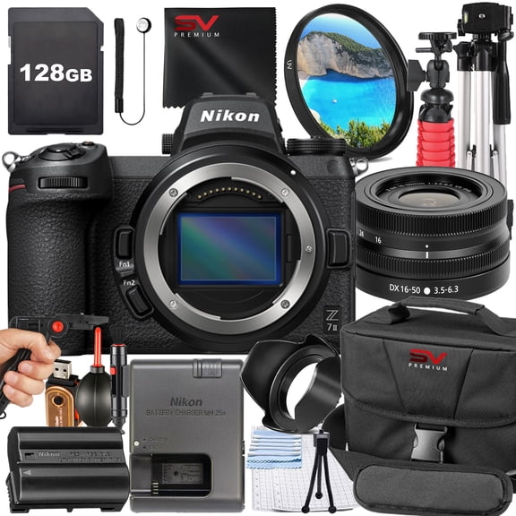 Nikon Z7 II Mirrorless Camera with 16-50mm Lens + SanDisk 128GB Memory Card + Pistol Grip Tripod + SV Premium Accessory Bundle (International Version)