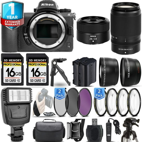 Nikon Z7 II Mirrorless Camera with 28mm f/2.8 Lens + 32GB + Flash + 4 PC Macro Set + 3 PC Filter Set
