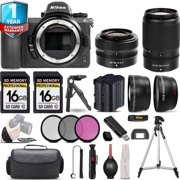 Nikon Z7 II Mirrorless Camera with 50-250mm f/4.5-6.3 VR Lens + 24-50mm f/4-6.3 Lens + 3 PC Filter Set + 32GB- Kit (International Version)