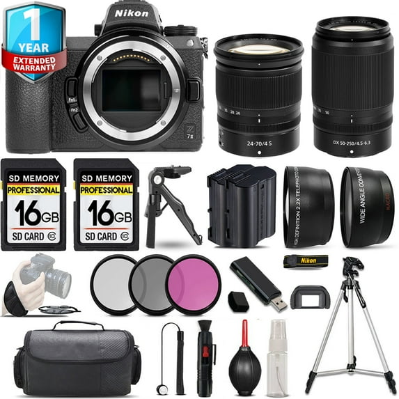 Nikon Z7 II Mirrorless Camera with 50-250mm f/4.5-6.3 VR Lens + 24-70mm f/4 S Lens + 3 PC Filter Set + 32GB- Kit (International Version)