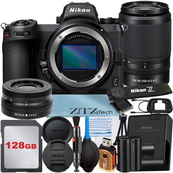 Nikon Z7 Mirrorless Camera with NIKKOR 16-50mm + DX 50-250mm Zoom Lens + 128GB Memory Card + ZeeTech Accessory Bundle (International Version)