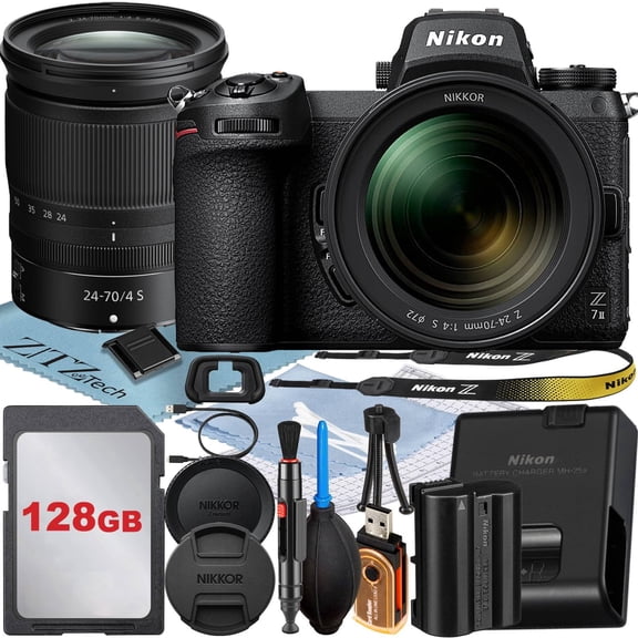Nikon Z7 Mirrorless Camera with NIKKOR Z 24-70mm f/4 S Lens + 128GB Memory Card + ZeeTech Accessory Bundle (International Version)