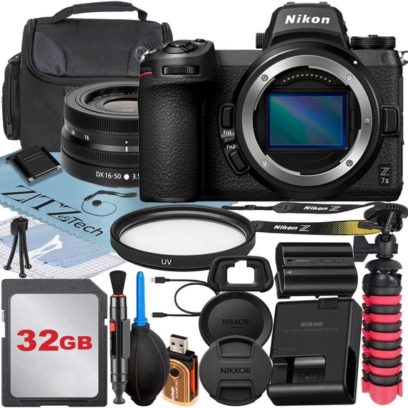 Nikon Z7 Mirrorless Camera with NIKKOR Z DX 16-50mm VR Zoom Lens + 32GB Memory Card + Case + UV Filter + ZeeTech Accessory Bundle (International Version)