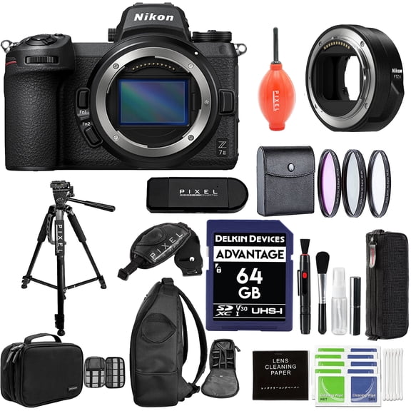 Nikon Z7 II Mirrorless Digital Camera (1653) with FTZ II Mount Adapter with Advanced Accessory and Travel Bundle (Included 1-Year Nikon Warranty) | Z6 II (USA Authorized - Nikon Warranty)