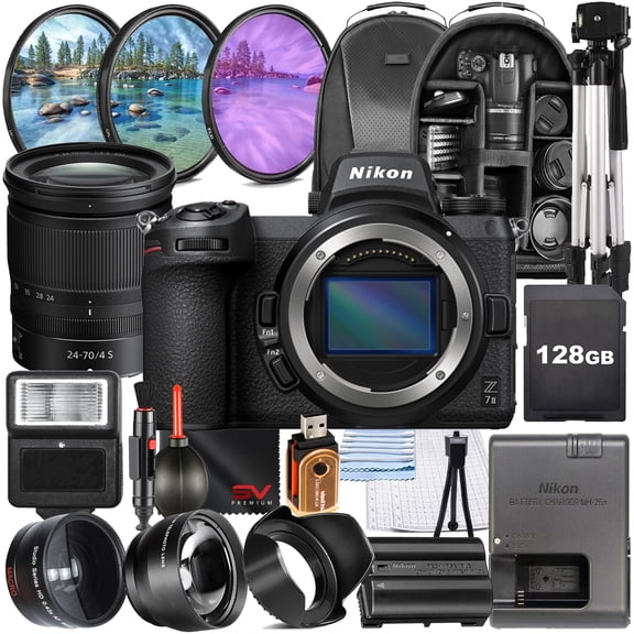 Nikon Z7 II Mirrorless Camera with 24-70mm Lens + SanDisk 128GB Memory Card + Full Size Tripod + SV Premium Accessory Bundle (International Version)