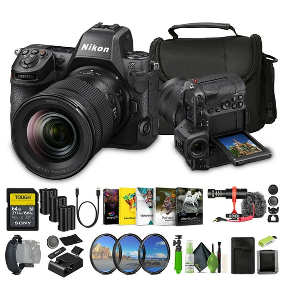 Nikon Z8 Mirrorless Camera with 24-120mm f/4 Lens + 2x EN-EL15C Battery + Memory Card Wallet + 64GB SF-M Tough Series Memory Card + 12 Inch Flex Tripod + Photo Editing Software + Mic + More