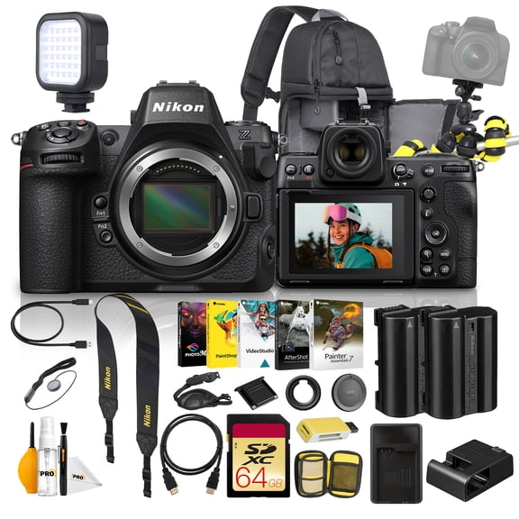 Nikon Z8 Mirrorless Camera Body 45.7MP Stacked Sensor 8K60p N RAW 4K120p Video Bundle With Tripod + 64GB UHS-II Memory Card + Backpack + More