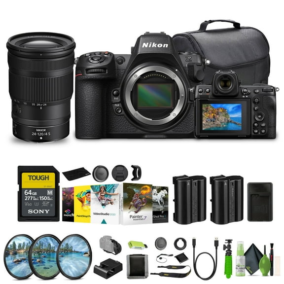 Nikon Z8 Professional Full Frame Mirrorless 8K Video & Stills Hybrid FX Camera + Nikon NIKKOR Z 24-120mm F/4 S All-in-one zoom Lens (Nikon Z) EN-EL15C Battery + More