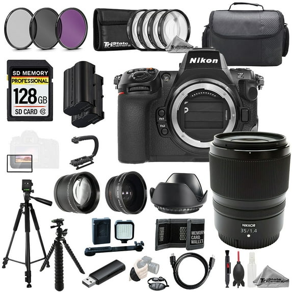 Nikon Z8 + Z 35mm f/1.4 Lens+128GB+Ext Bat+9 PC Filtr MEGA Kit (International Version)