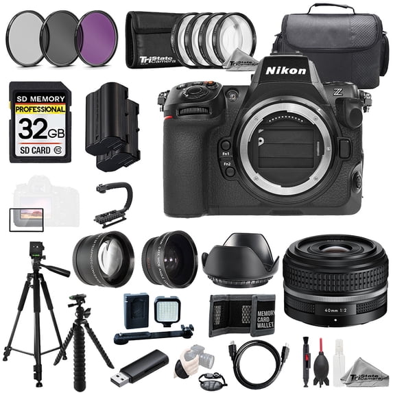 Nikon Z8 + Z 40mm f/2 (SE) Lens +32GB+Ext Bat+9 PC Filtr-MEGA Kit (International Version)
