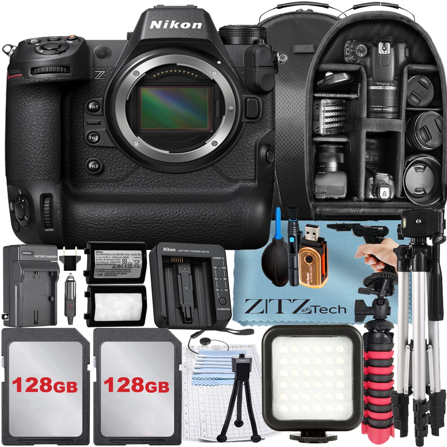 Nikon Z9 Mirrorless Camera (Body Only) with 2 Pack 128GB Memory
