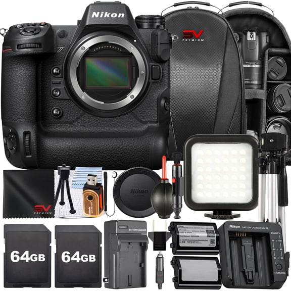 Nikon Z9 Mirrorless Camera + SanDisk 64GB Memory Card + Pistol Grip Tripod + SV Premium Accessory Bundle (International Version)
