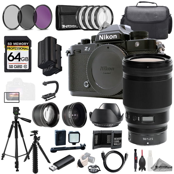 Nikon ZF + NIKKOR Z 50mm f/1.2 S Lens+64GB+Ext Bat+9 PC Filter-MEGA Kit (International Version)