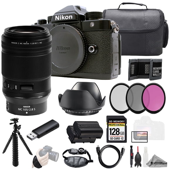 Nikon ZF + Z MC 105mm f/2.8 VR S Macro Lens 128GB + Ext Bat+ 3 PC Filter- Kit (International Version)