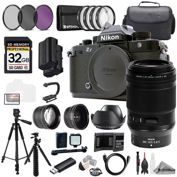 Nikon ZF + Z MC 105mm f/2.8 VR S Macro Lens +32GB+Ext Bat+9 PC Filtr-MEGA Kit (International Version)