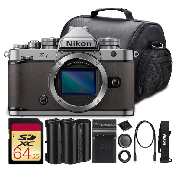 Nikon Zf Mirrorless Camera Body Silver & Stone Gray 24.5MP Full-Frame | 5-Axis IBIS, 14fps, 4K 60p, Retro Styling, Z Mount